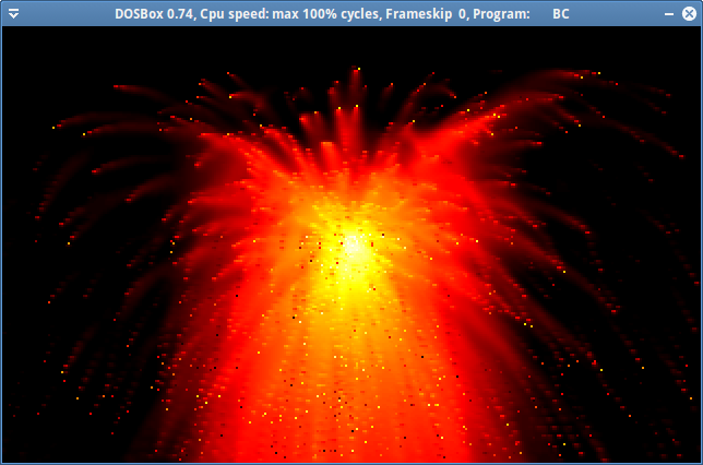 Particle demo running in DosBox